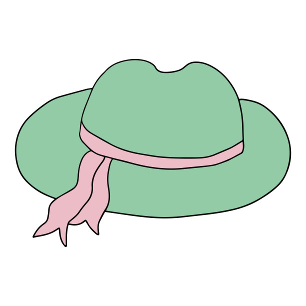 卡通涂鸦女性帽子与丝带隔离图片下载