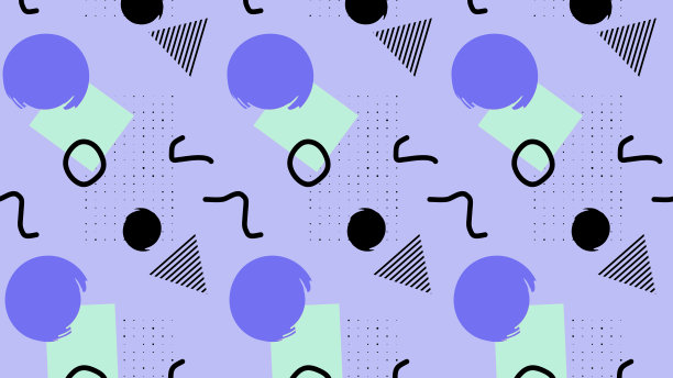 彩色抽象有机形状无缝图案插图在复古风格。图片下载