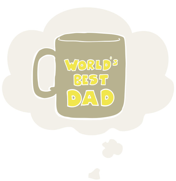 世界上最好的爸爸杯子，复古风格的思想泡泡图片下载