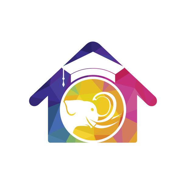 学习大象矢量标志设计。大象的毕业帽上有一个图标标志。图片下载