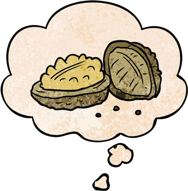 卡通核桃与垃圾质感风格的思想泡泡图片下载
