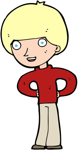 双手叉腰的卡通快乐男孩图片下载