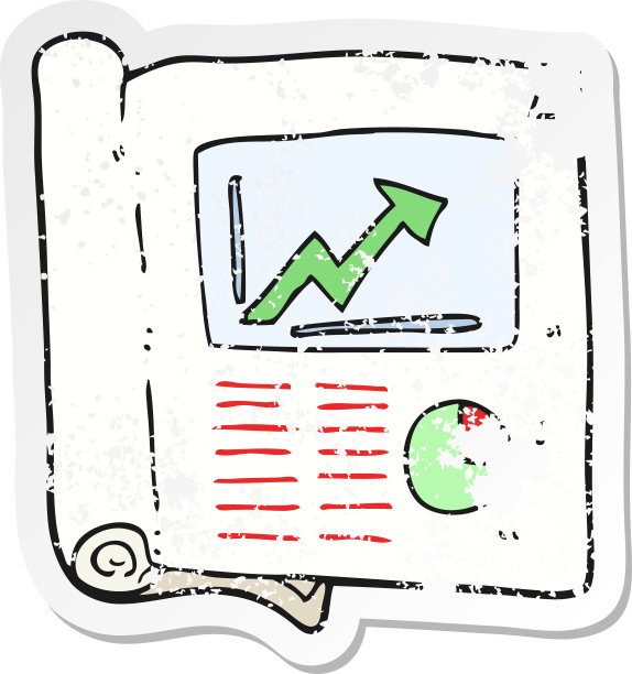 一个卡通商业文件的复古心疼贴纸图片下载