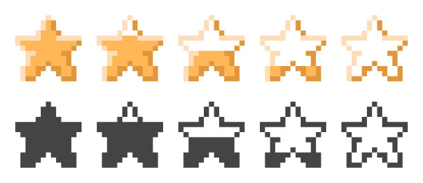 复古星图标，法力值，MP。像素风格的矢量插图。图片下载