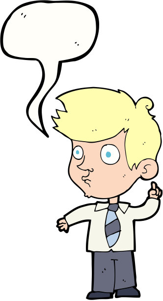 卡通男孩用语音泡泡提问图片下载