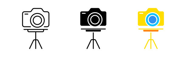 相机图标设置。摄影，电气工程，自拍，摄影师，艺术，摄影，照片卡。摄影的概念。不同风格的矢量线图标图片下载