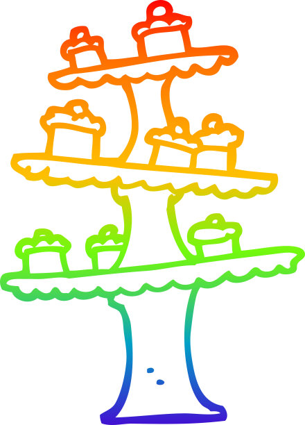 彩虹渐变线绘制的卡通蛋糕架图片下载