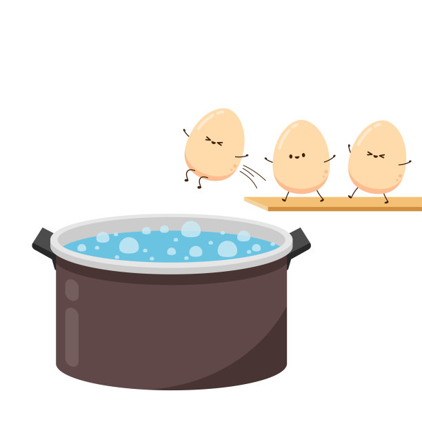 煮鸡蛋矢量。鸡蛋人物设计。火锅矢量。图片下载