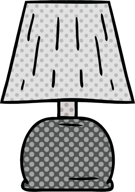 手绘的床头灯卡通涂鸦图片下载