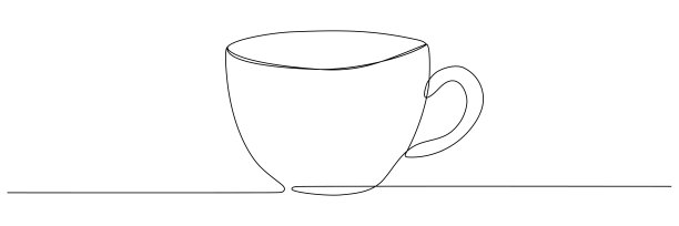 杯子连续线条艺术。图片下载