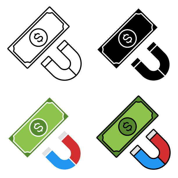 金钱吸引在平面风格孤立图片下载