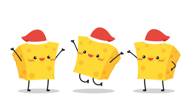 奶酪人物设计。白底奶酪。奶酪白色的圣诞老人帽子矢量。图片下载