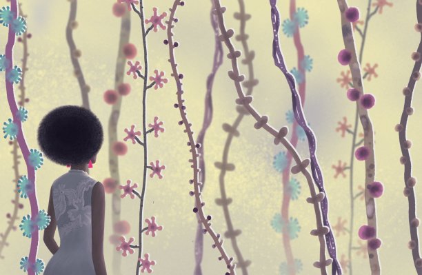 幻想花园里的黑人女人图片下载