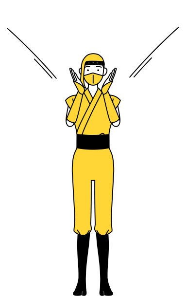 一个打扮成忍者的女人用手捂着嘴大喊。图片下载