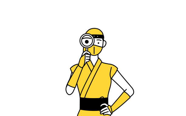 一个打扮成忍者的女人透过放大镜看东西图片下载