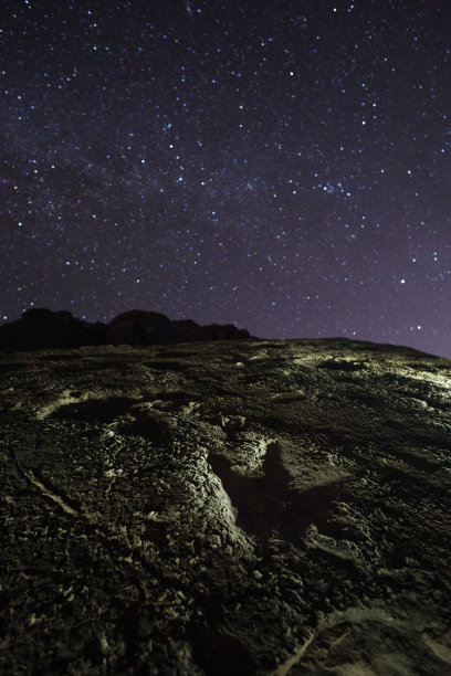 夜空下的恐龙足迹图片下载