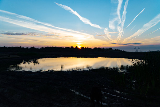 日出时南约克郡风景的剪影照片图片下载