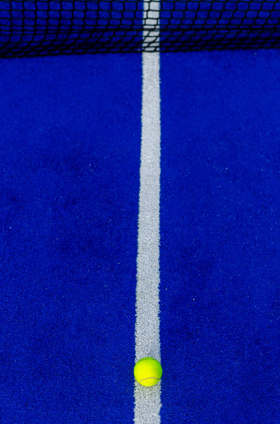 头顶照片的线的一个蓝色合成桨网球场。图片下载