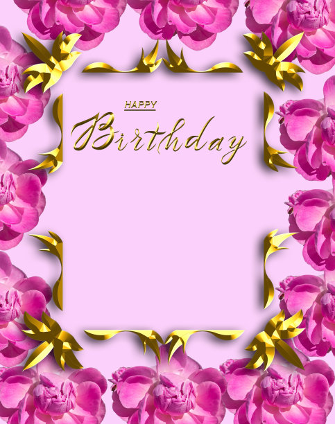 3d插图的生日卡片与鲜花，也可以用作横幅或传单图片下载