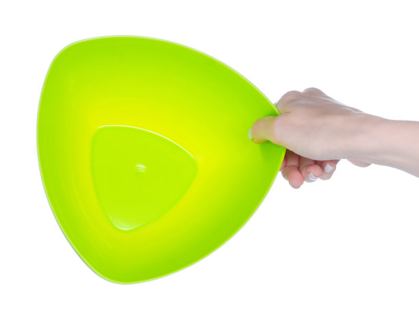 沙拉绿色塑料碗在手图片下载