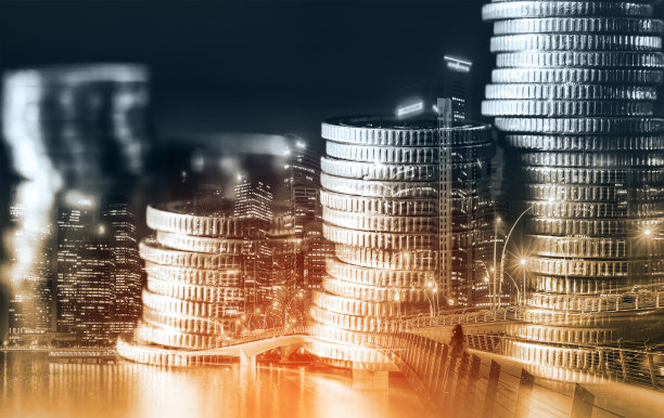 金融和货币技术背景下的商业繁荣和资产概念图片下载