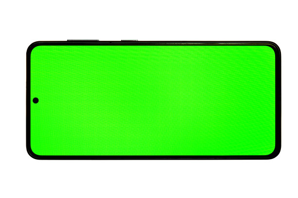 白色背景的绿色智能手机屏幕图片下载