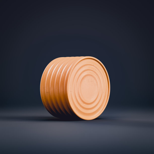 单色单色黄色旧军粮罐，复古军人罐头，3d插画图片下载