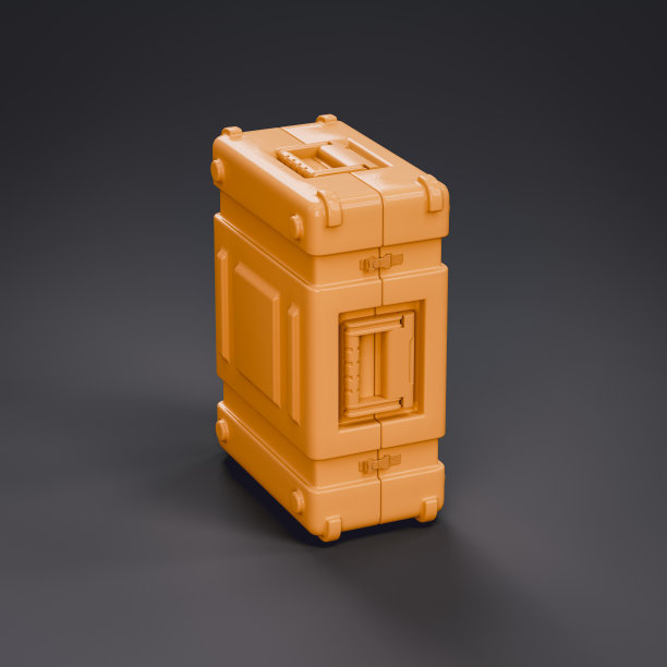 单色单色黄绿色军用塑料箱。弹药和军事资产板条箱，3d插图图片下载