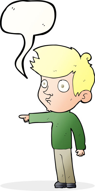 卡通指着说话泡泡的男孩图片下载