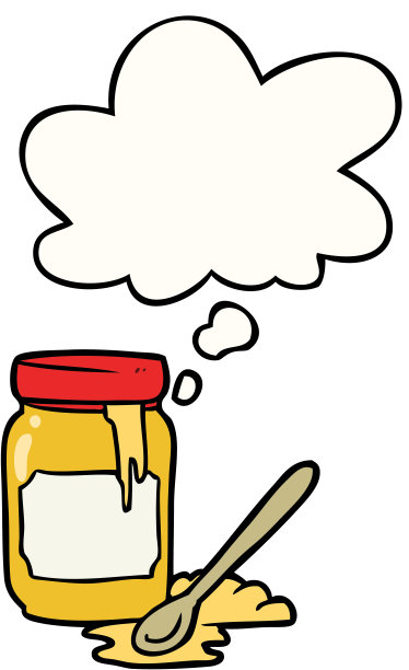 卡通罐蜂蜜与思想泡沫图片下载