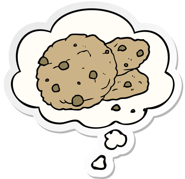 印有思想泡泡的卡通饼干贴纸图片下载