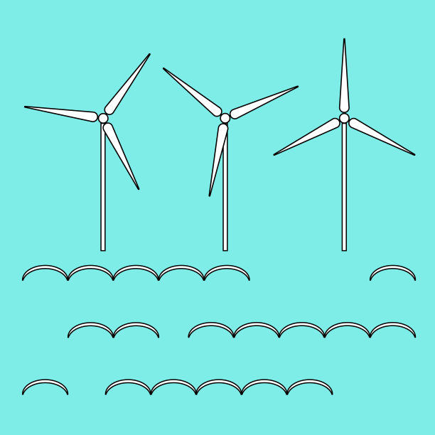 海洋风力发电机涡轮绿色能量矢量图片下载
