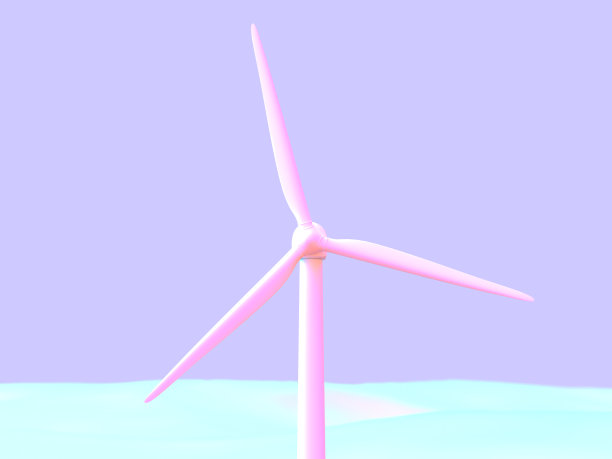 在一个奇妙的景观风力发电的3D插图图片下载
