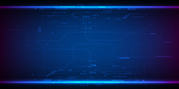 矢量插图的未来蓝色高科技元素与网格线和电路。图片下载