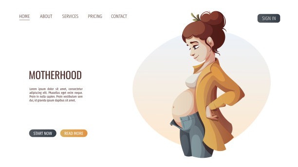 孕妇站在侧面。图片下载