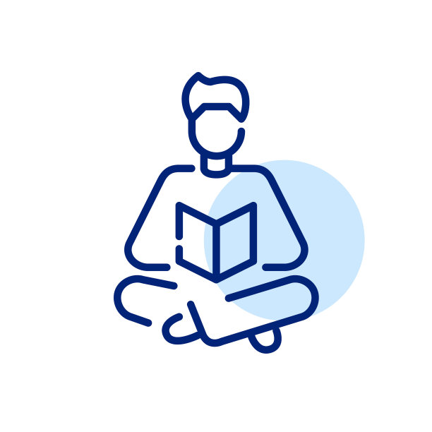 男人盘腿坐着看书或看杂志。像素完美，可编辑的笔画线图标图片下载