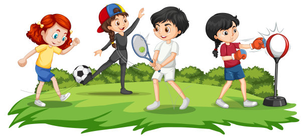 快乐的孩子们在做不同的运动图片下载