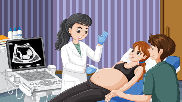 医生在医院为孕妇做超声波扫描图片下载