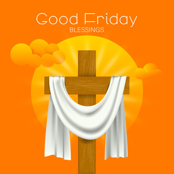 耶稣受难日横幅模板。有美丽背景的基督十字架图片下载