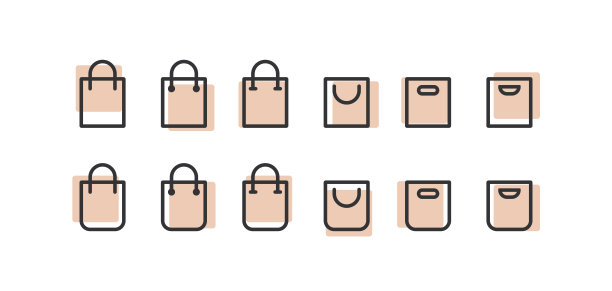 包图标设置。购物袋矢量图片下载