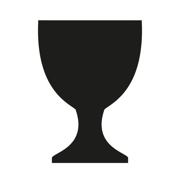 圣杯，黑白矢量剪影说明一个杯子形状，白色背景图片下载