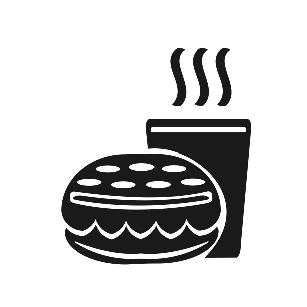 矢量插图，汉堡图标和一杯饮料。快餐。图片下载