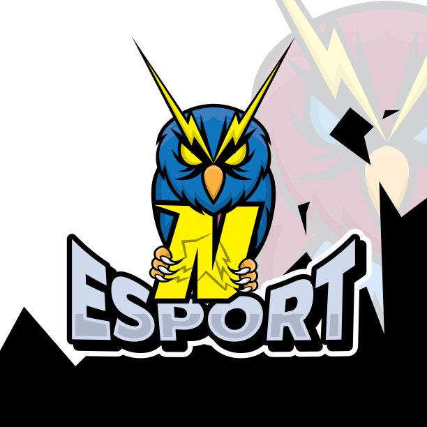 字母N标志与猫头鹰吉祥物电竞标志设计，夜鸟插图，猫头鹰图标，玩家身份图片下载