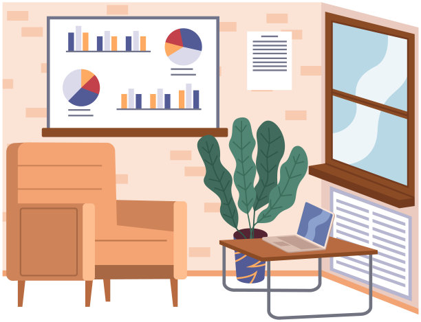 空办公室工作场所室内设计，家具，笔记本电脑在桌子上，椅子，工作场所在家里或办公室图片下载