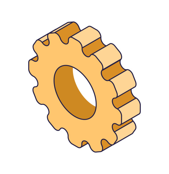 等距齿轮符号。齿轮符号矢量三维符号隔离在白色背景上图片下载