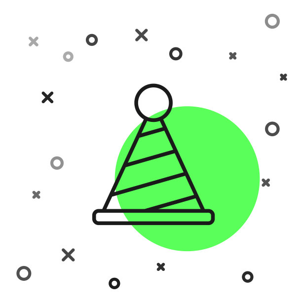 黑线派对帽子图标孤立在白色上图片下载