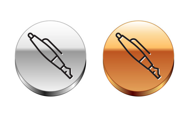 黑色线条钢笔笔尖图标孤立在白色上图片下载