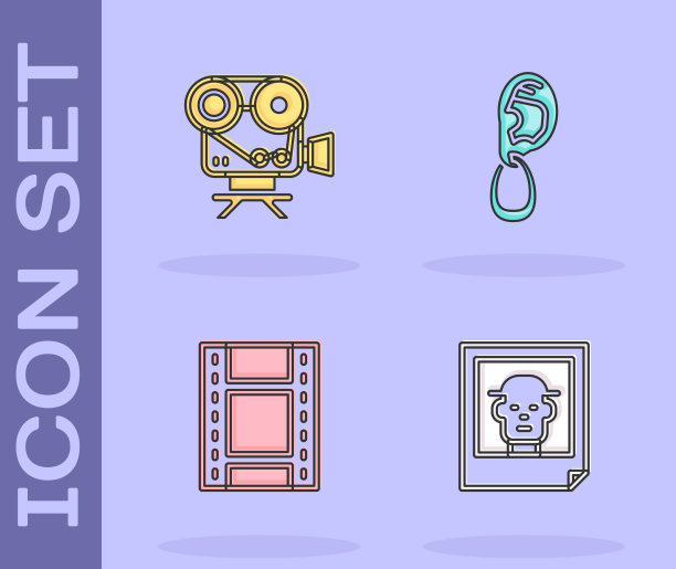 集照片复古影院相机播放视频和耳朵图片下载