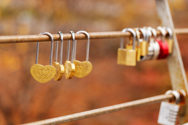 爱情锁在桥上。挂锁是爱和感情的象征图片下载