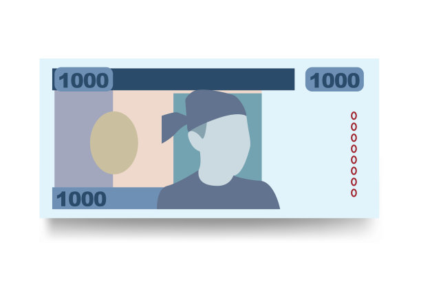 缅甸缅甸矢量插图。东南亚货币套装钞票。纸币1000 MMK。平的风格。孤立在白色背景上。简单的最小设计。图片下载